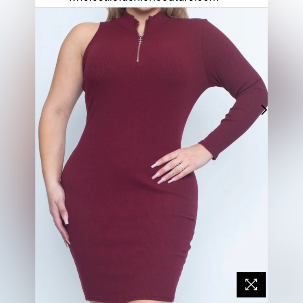 NWOT Zenobia Plus Size 1/4 zip Mock Neck Burgundy Bodycon Mini Dress Y2K